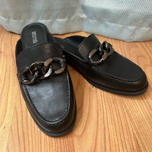 Michael Kors Black Chain Detail women’s Slip-Ons/Mules